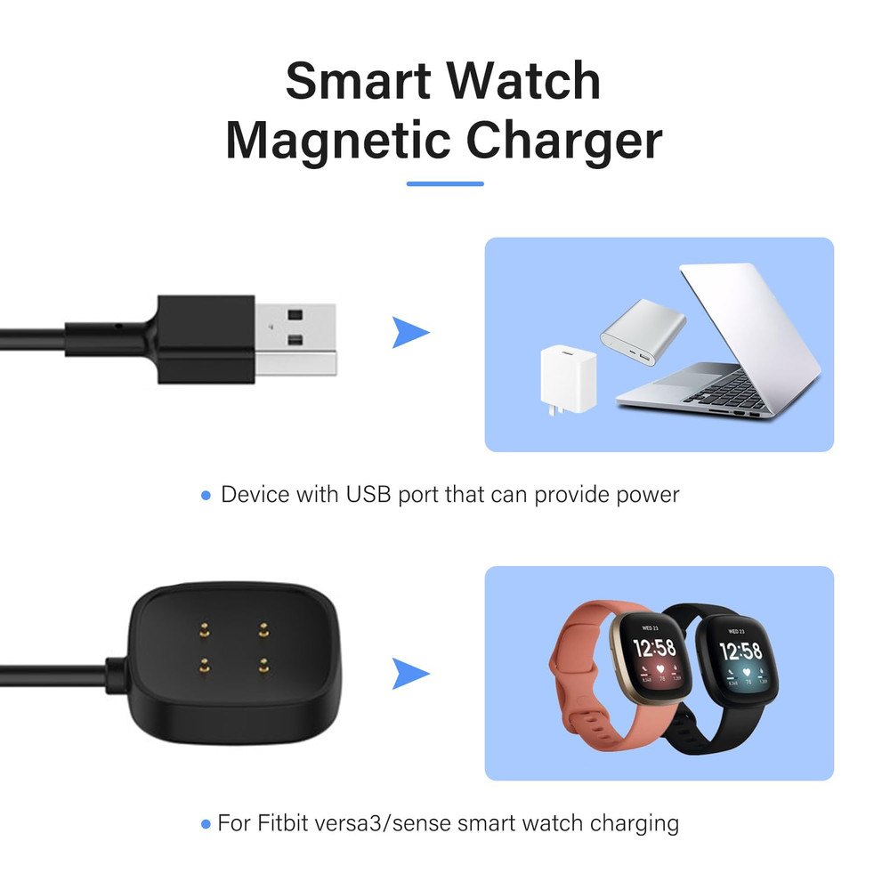 Wireless Charger For Fitbit Sense Versa 3 4 Watch USB Fast Charging Dock Cable