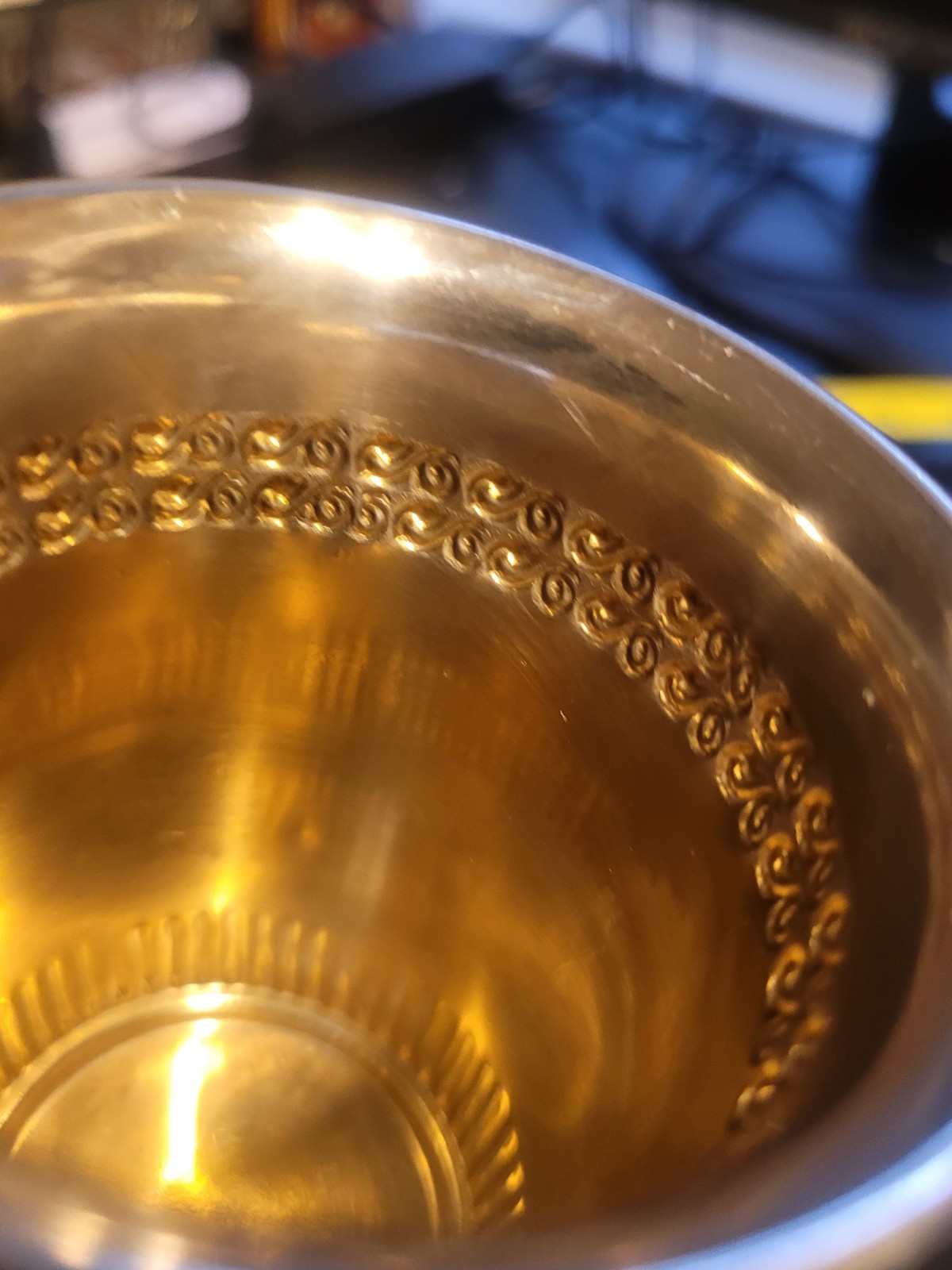 Antique Sterling Silver 925 Kiddish Gold Wash Cup With Etchings. Jewish Charming