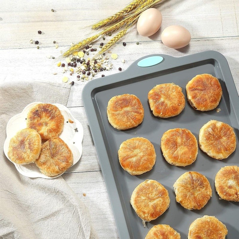 4 Pieces Nonstick Bakeware Set with Baking Pans Silicone Baking Sheets Cake Pan