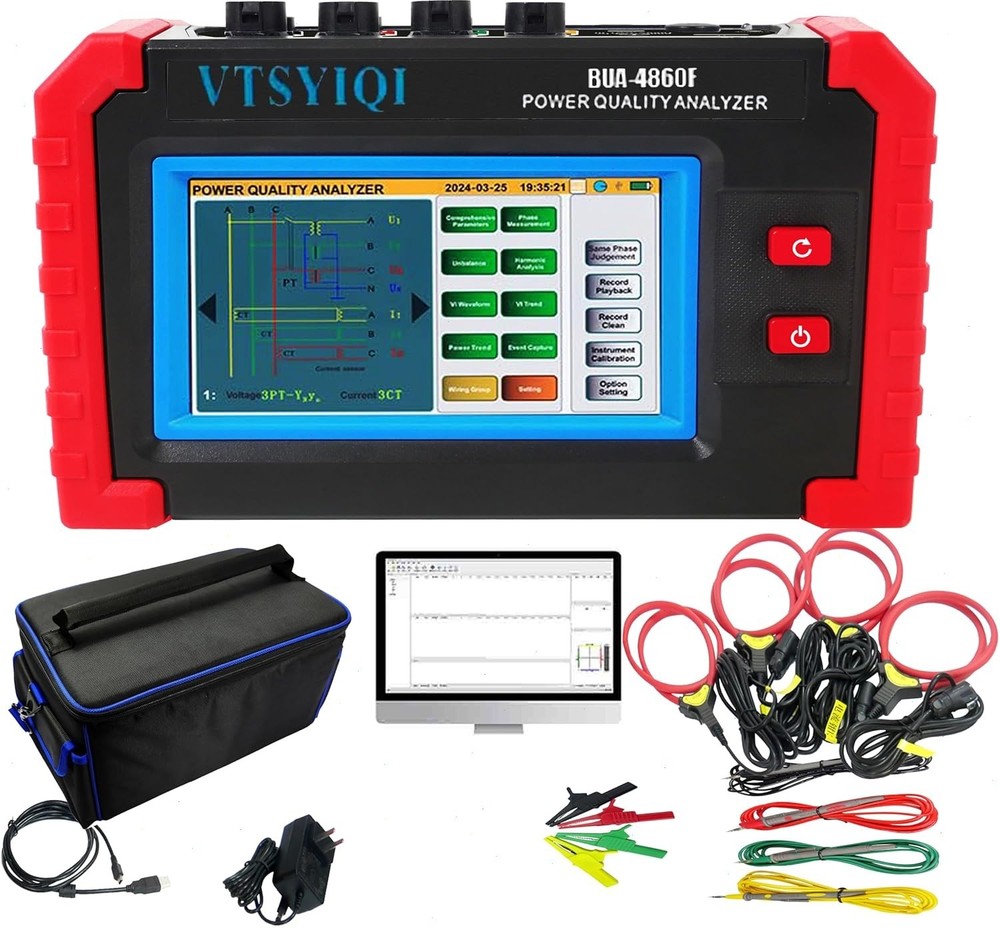 Portable Power Quality Analyzer with Current Clamp Range 10A~6000A CT Size Φ50mm