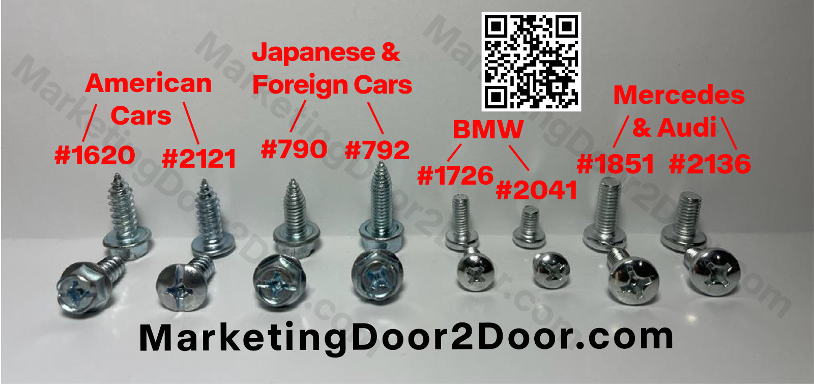 200 License Plate Screws for American Cars, #14x 3/4" (#1620), Hex/Phillips/Flat