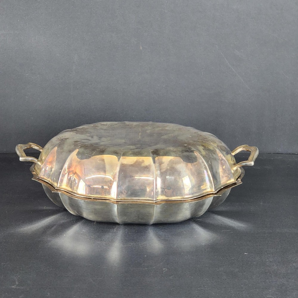 Vintage Silver Plated "Chippendale" Divided & Covered Vegetable Platter
