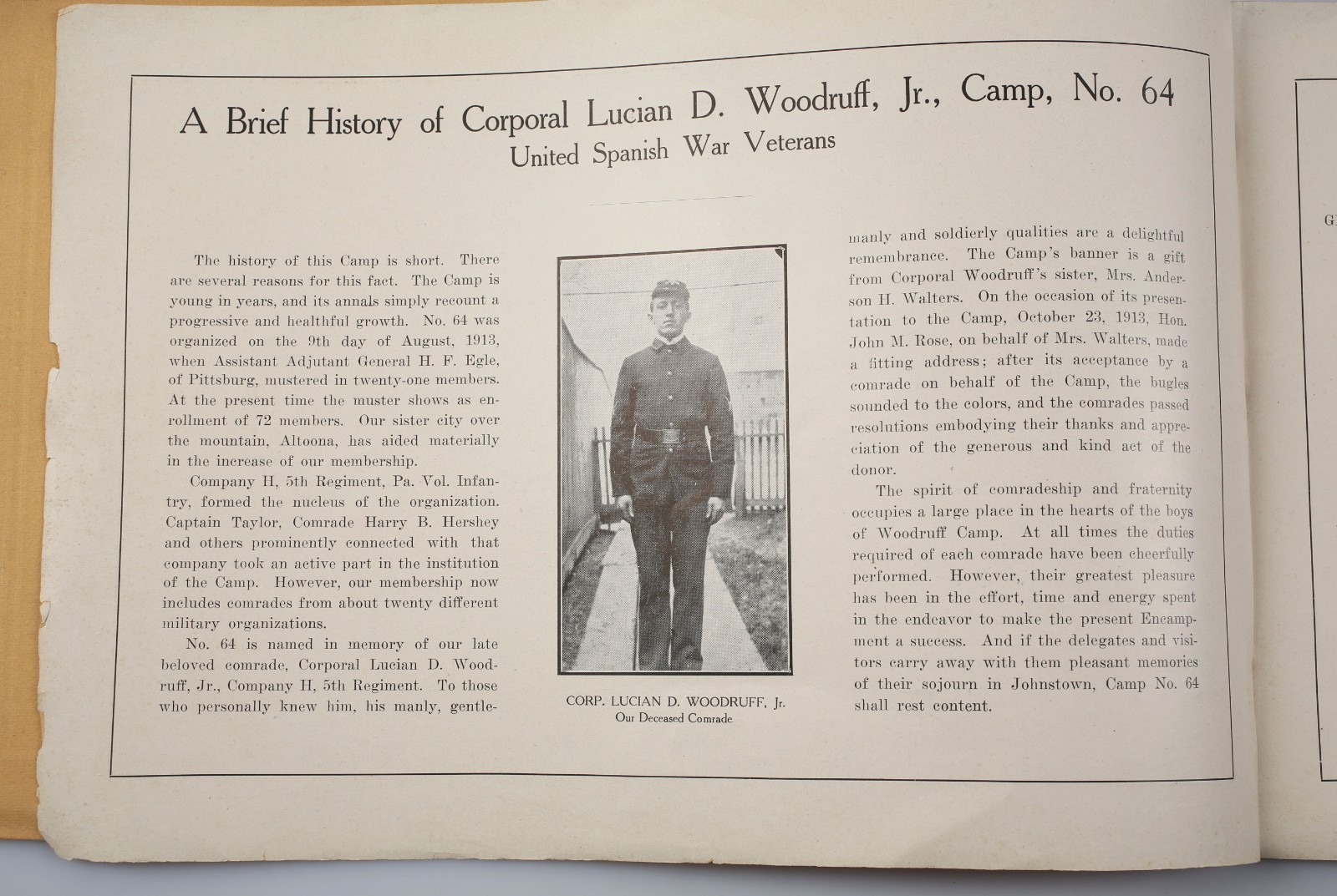 1915 Spanish American War Veterans Encampment Program Johnstown Pennsylvania