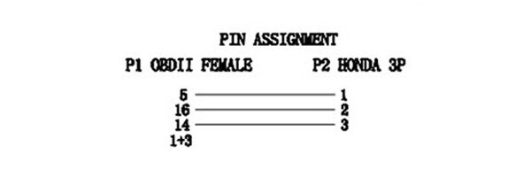 Honda 3Pin Cable Convert Connect From Honda 3Pin To Obd Obdii 16 Pin Interface