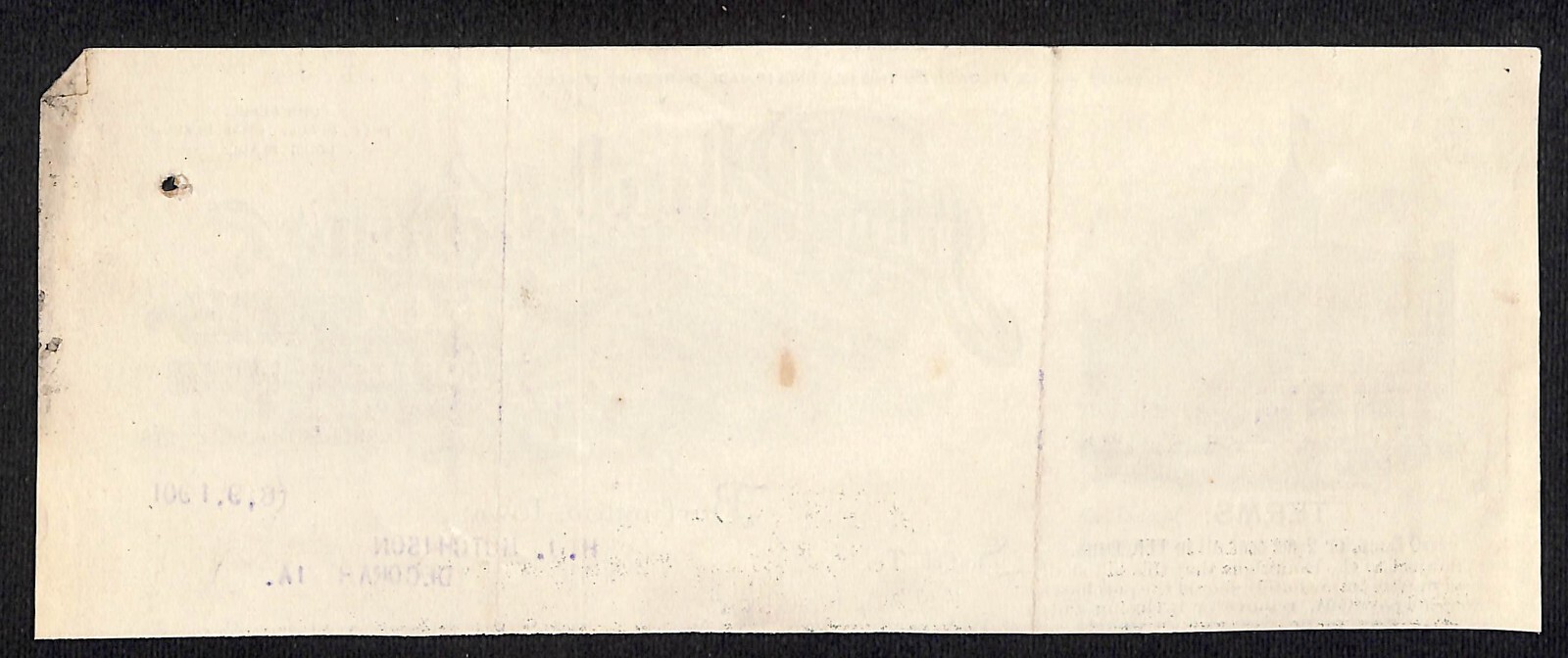 John Blaul Grocers Coffee Burlington IA Hutchinson* 8/9 1901 Cut Billhead