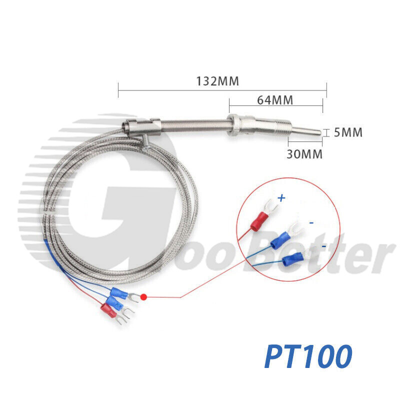 PT100/K/E Temperature Sensor Probe Waterproof Thermocouple 1m 2m 3m 4m 5m Wire