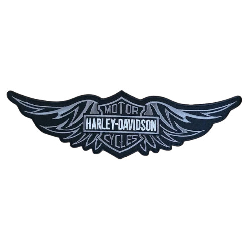 Harley-Davidson 15" Large Grey Wing Patch - Iron-On Embroidered Logo Back Patch