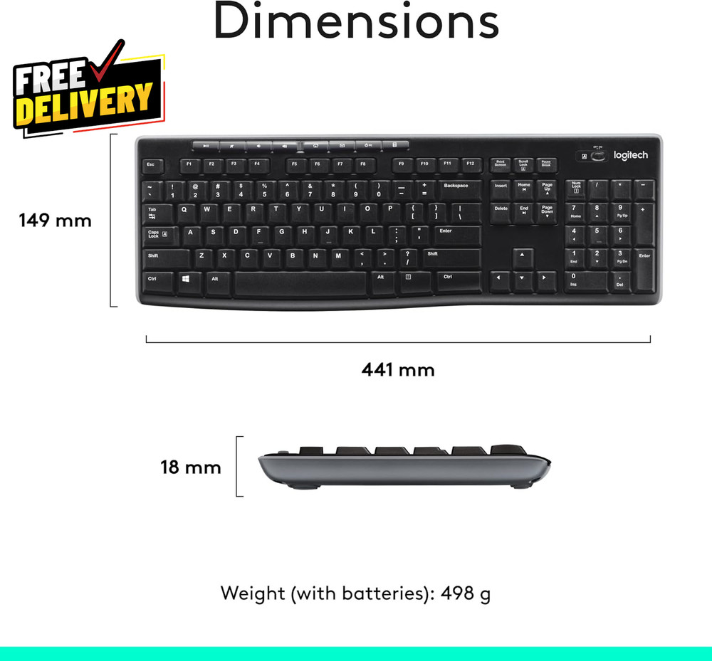 MK270 Wireless Keyboard and Mouse Combo for Windows 2.4 Ghz Wireless Compact....