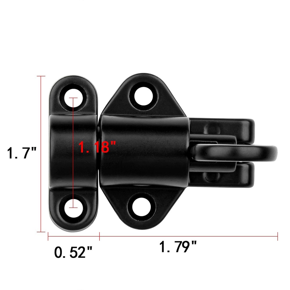2 Pack Spring Door Lock, Self Closing Cabinet Latch, Resilient Bolt, Black