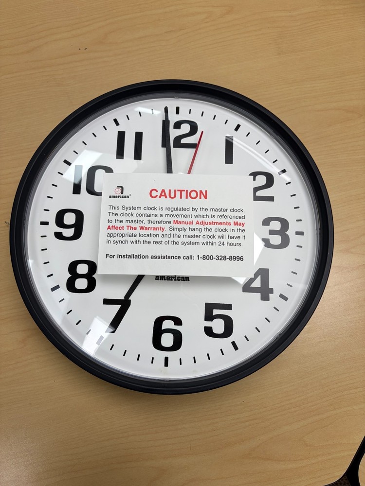 New AMERICAN TIME A54BABA301 Wall Clock,Analog,Electric, black. synchronizing