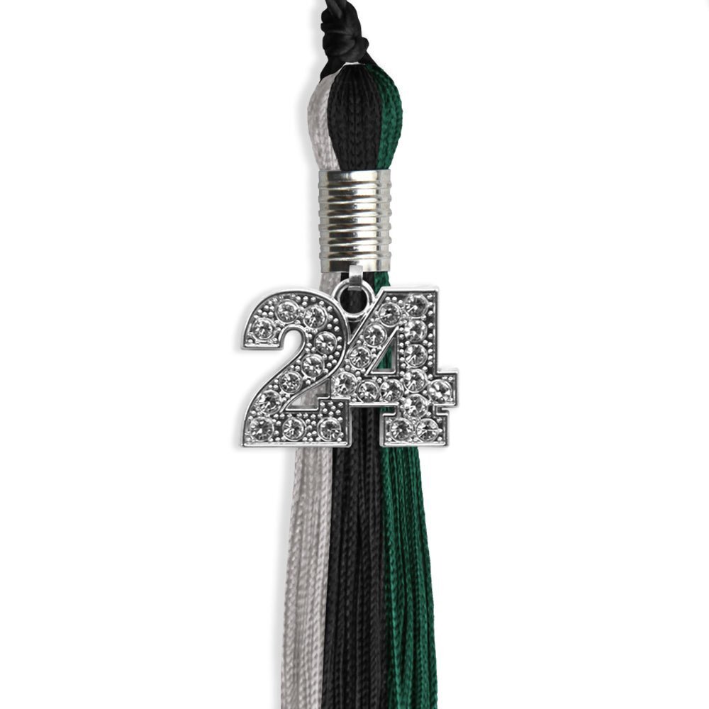 Endea Graduation Black/Teal/Grey Tassel With Silver Date Drop
