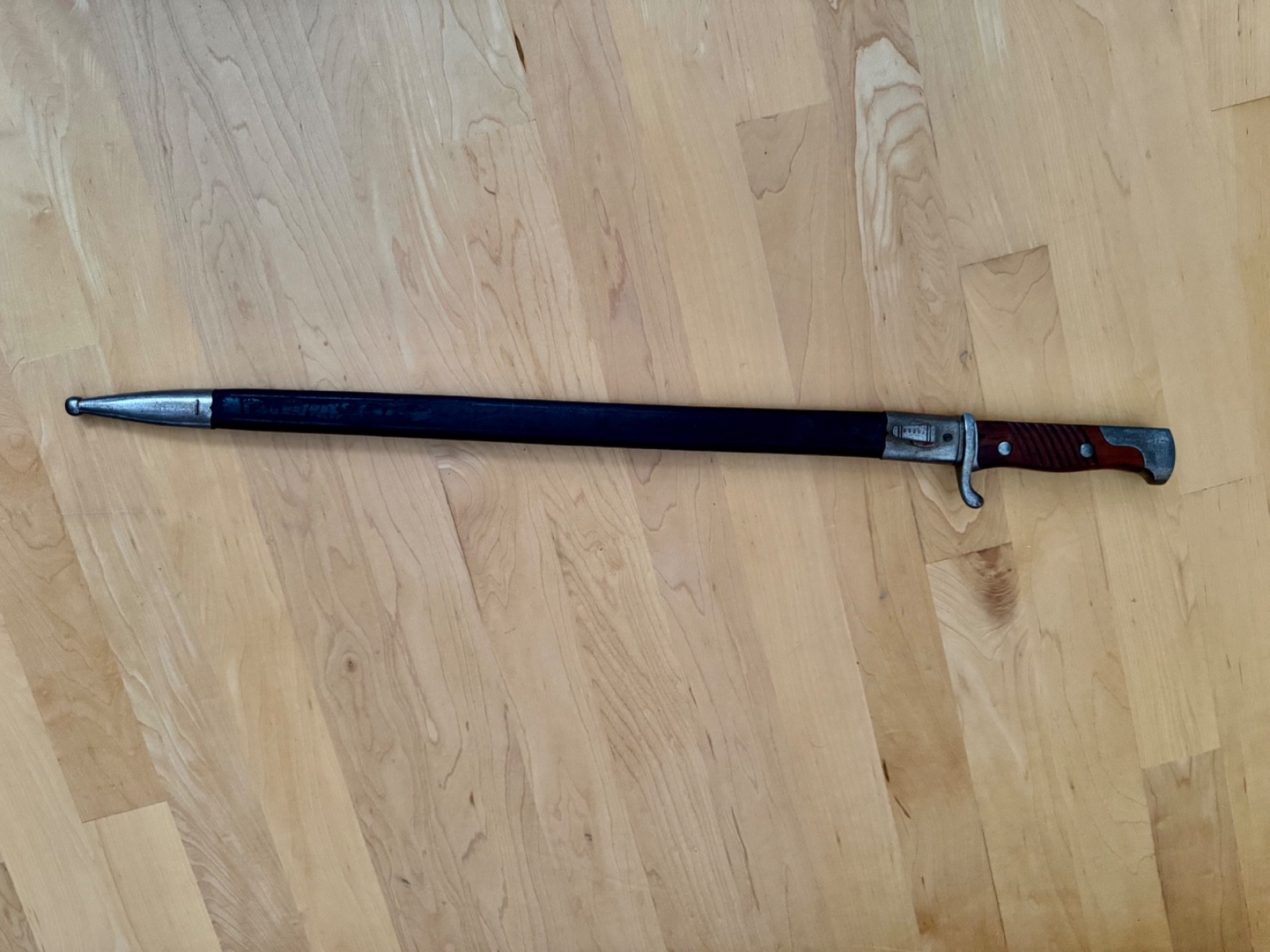 WWI Simson & Co. SUHL Bayonet With Leather Scabbard.