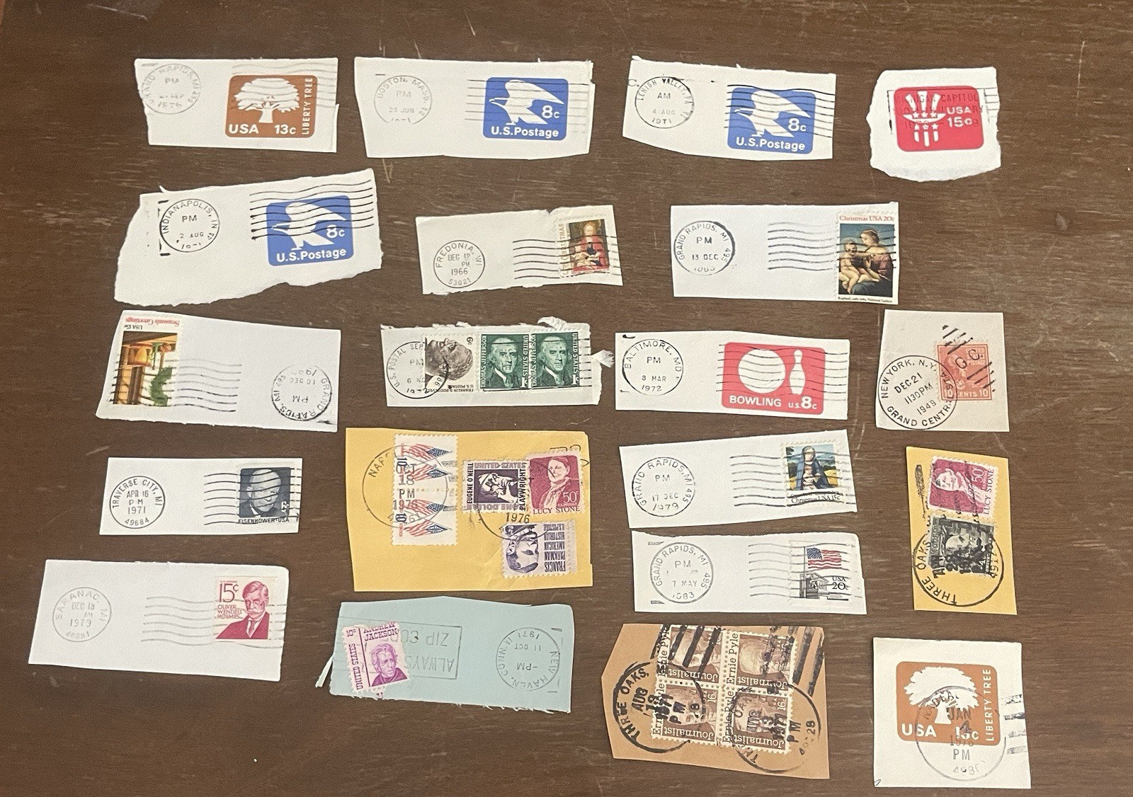 US Stamps Large Lot Postmarks Most On Paper Varying Years