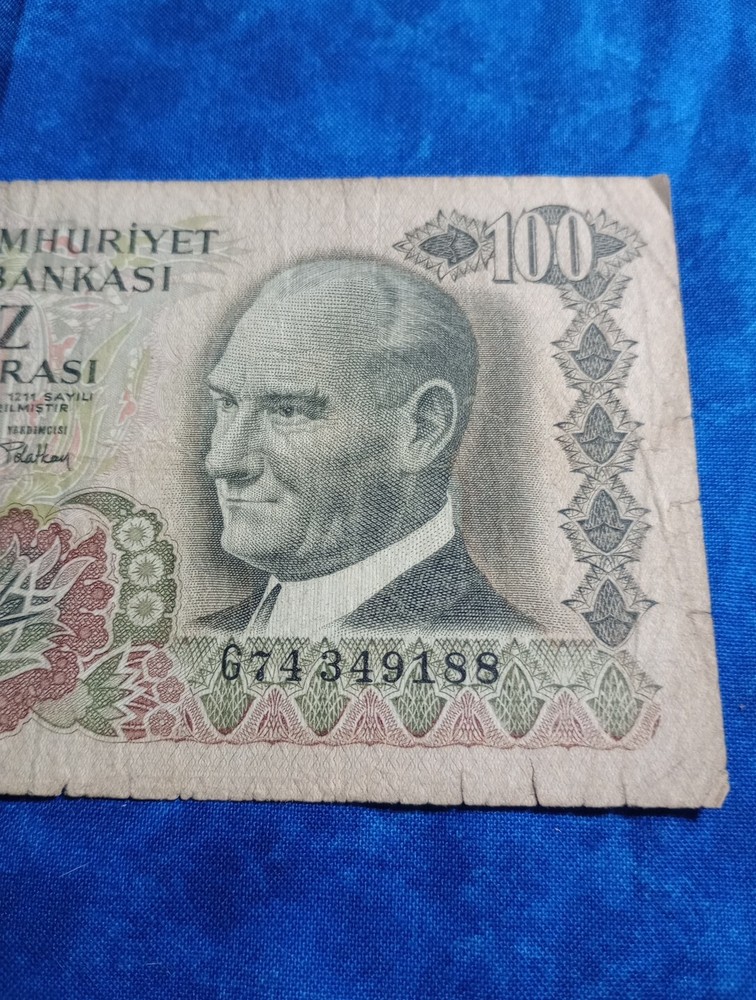 Turkish 100 LIRASI Banknote 1970