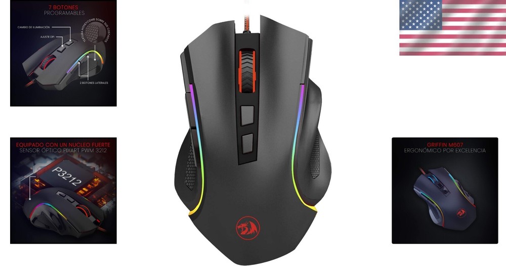 Programmable RGB Gaming Mouse for Windows & Mac - Ergonomic & Durable Design