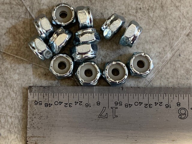 6-32 ZINC NYLON INSERT STOP LOCK NUT - 100 PIECES