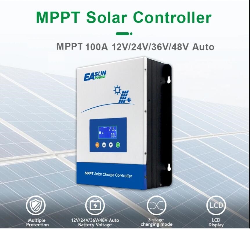 Easun 100A 80/60/40/30/20A Power MPPT Solar Controller 12V/24V/36V/48V Regulator