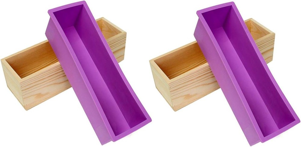Flexible Rectangular Soap Silicone  with Wood Box DIY Tool for
