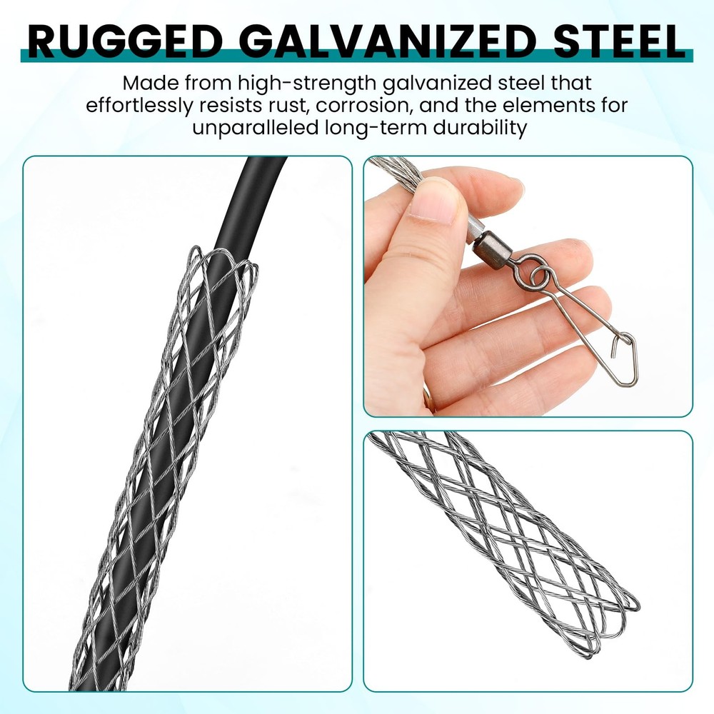 2 PCS Wire Pulling Grip Mesh Cable Pulls Metal Cable Puller Socks Wire Pullin...