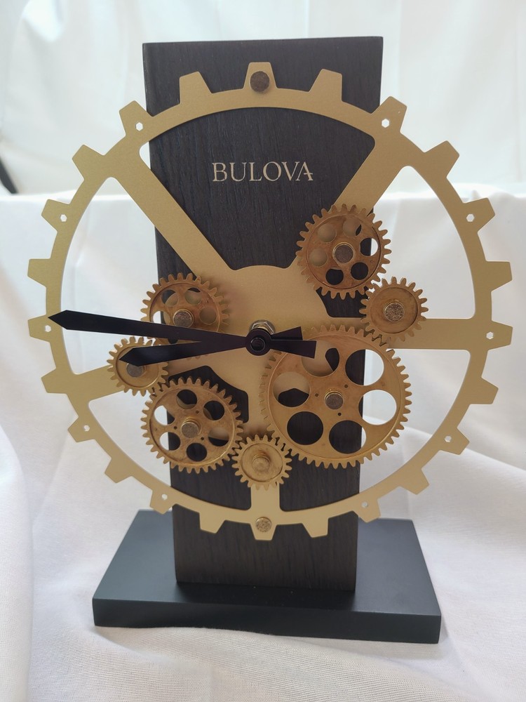 Bulova Tabletop Clock Moving Cogs Accent, Quartz Clock