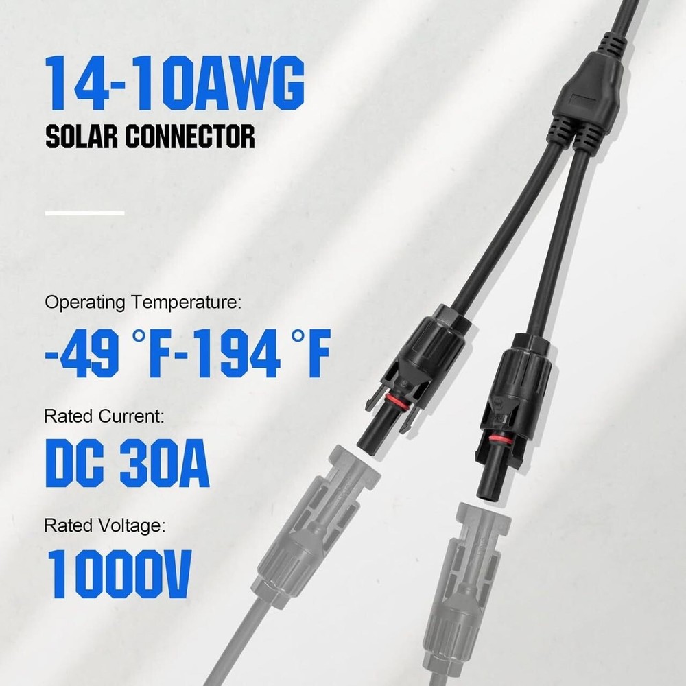 Solar Panel Y Branch Cable Connection Waterproof Adapter Connector Extension