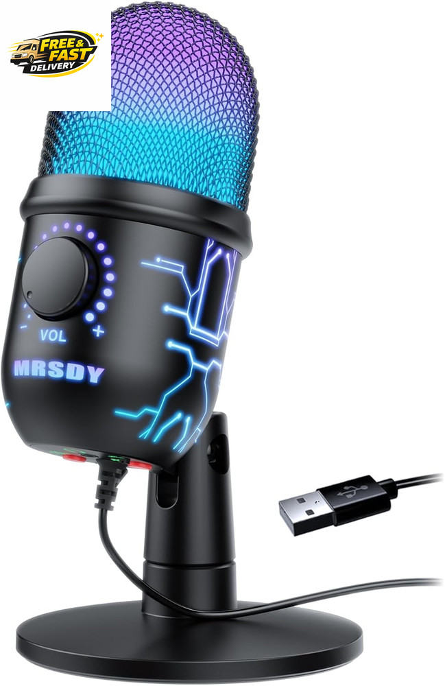 Gaming Microphone, USB Computer Microphone for PC, Mac, /5, Condenser Podcast Mi