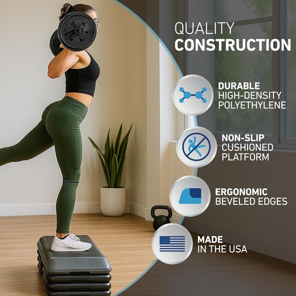 Step Exercise Platform with 4 Stackable Risers