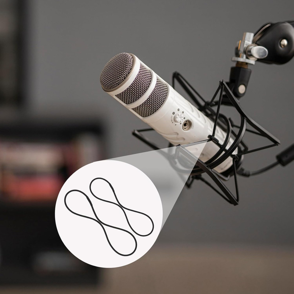 8PCS Microphone Shock Mount Rubber Ring, Black Universal Elastic Bands