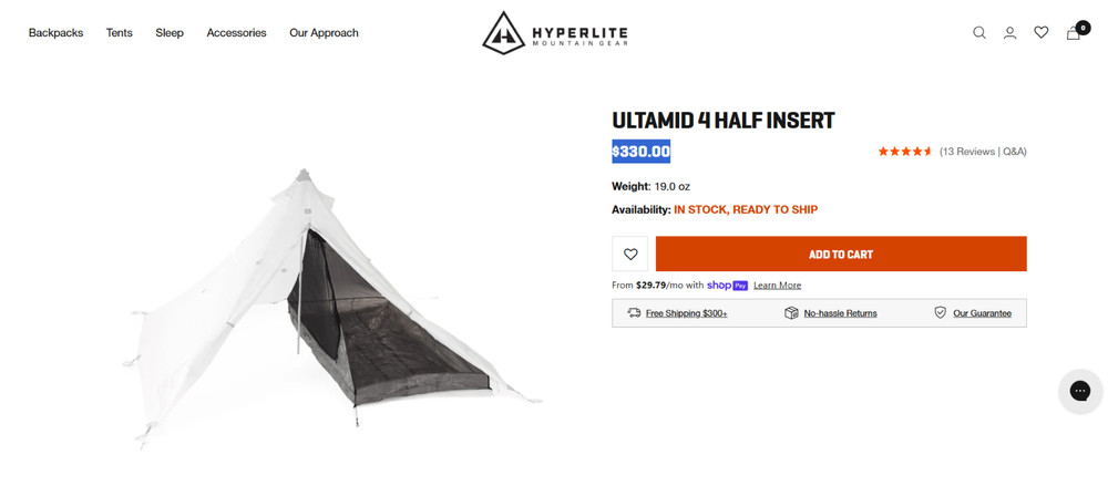 Hyperlite Mountain gear UltaMid 4 Half Insert MSRP $330🔥New🔥