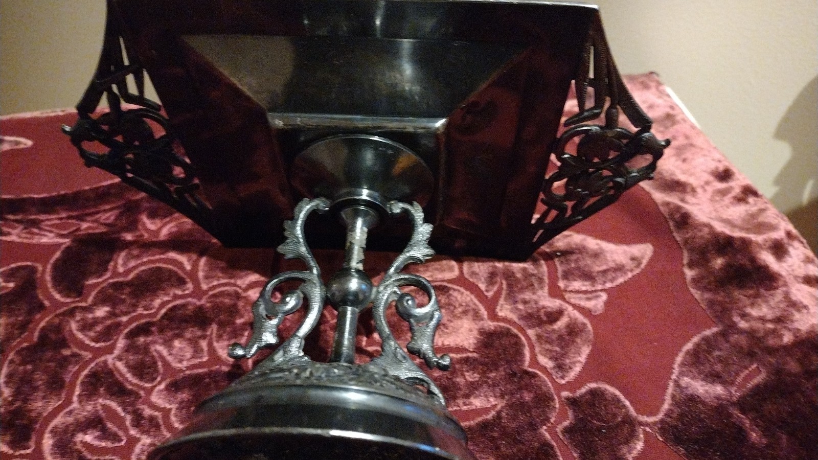 Antique Victorian unique Art Nouveau Dark Silver Plate Calling Card Repousse