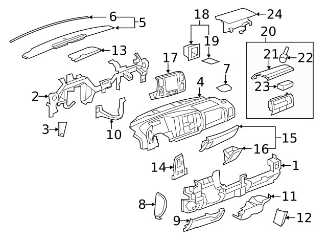 Genuine GM Instrument Panel Storage Compartment 22869097