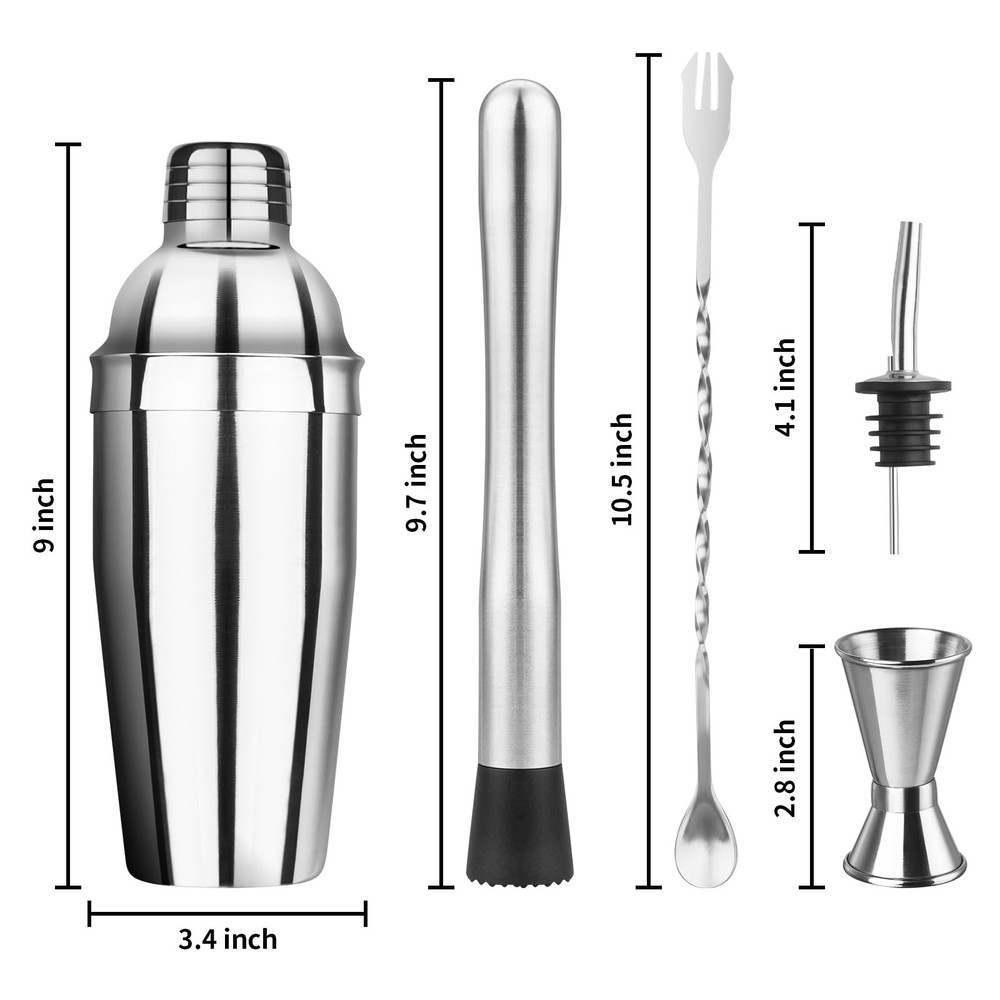Ohtomber Cocktail Shaker Bartender Kit - 5PCS Martini with Strainer Muddler