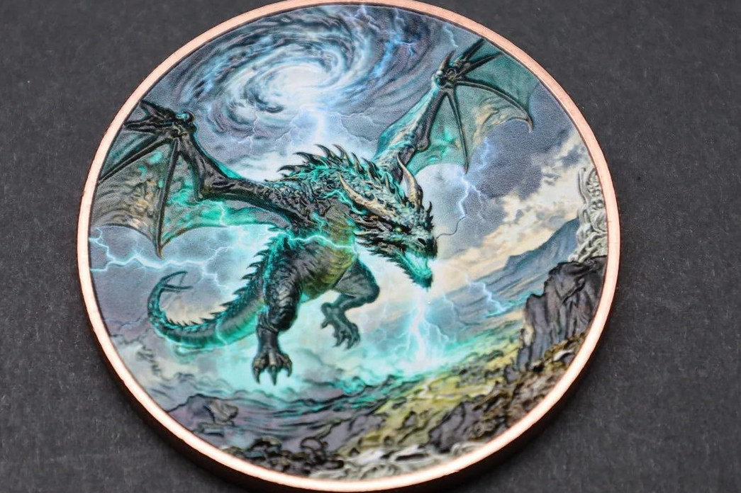 2026 Dragon Flight 5 oz Colorized High Relief Copper Round in Capsule