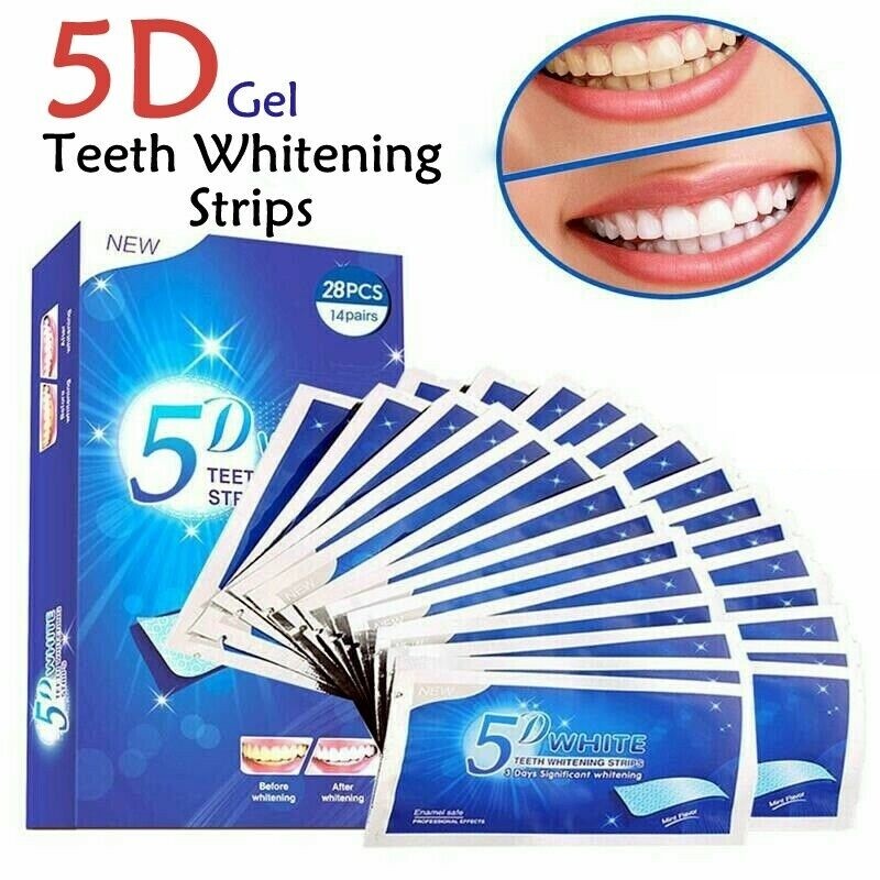 28pcs 5D Teeth Whitening Strips Bleaching Strips Non Sensitive Tooth Whitener US