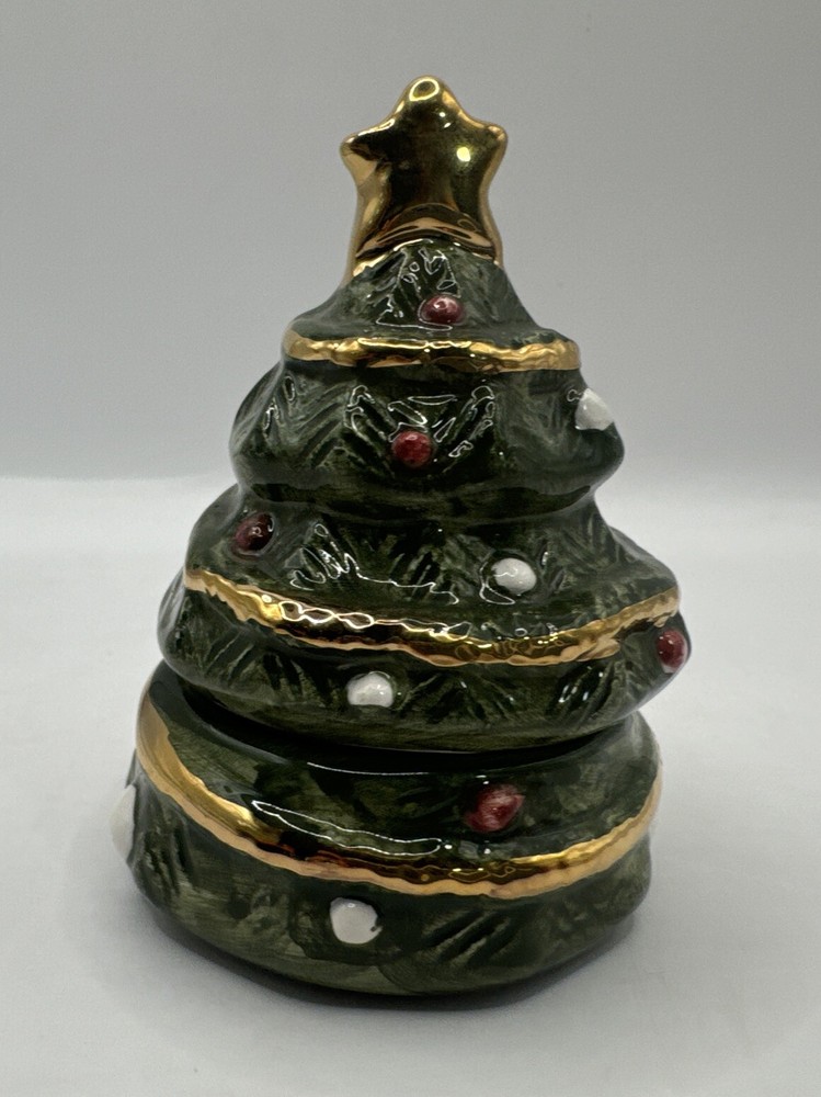 JCM mini Christmas Tree Trinket Box/Ring Box 3” Tall