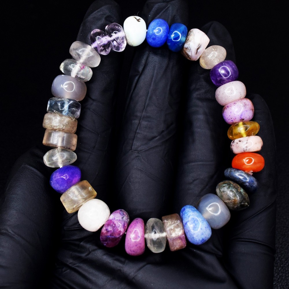 Most Outstanding 150.Cts Agate & Amethyst Beaded Stretchable Bracelet RK 08 E801