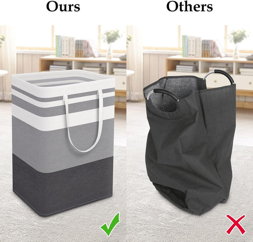 StorageRight Large Collapsible Laundry Basket Hamper with 75L, Gradient Grey