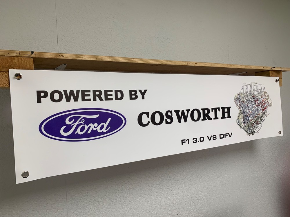 Ford Cosworth DFV Engine Banner Car Workshop Garage Wall Display