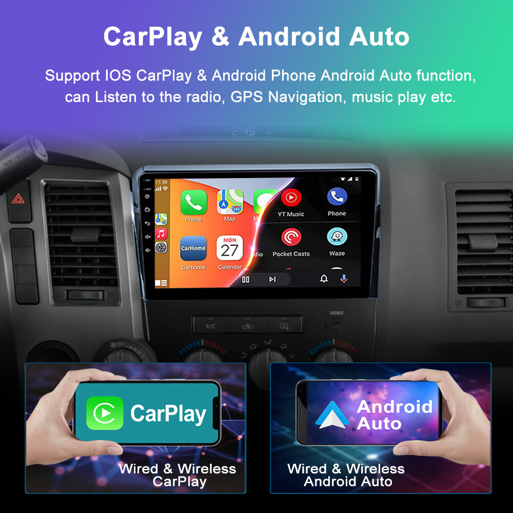 Apple Carplay Car Stereo GPS Radio For Toyota Tundra 2007-2013 Sequoia 2008-2019