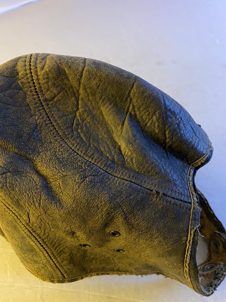 Antique Leather Aviators Cap Leather Lined And Snaps