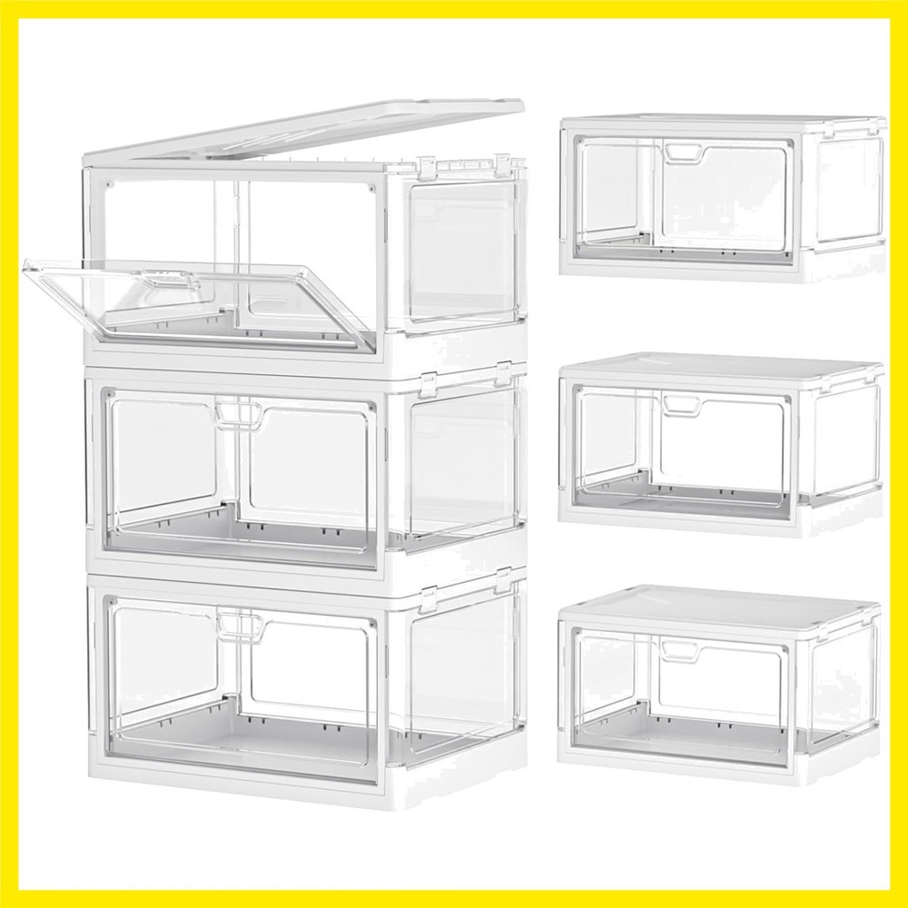 Clear Storage Bin with Lid 3 Pack 【Stackable & Sturdy】 Plastic Multifunctiona...