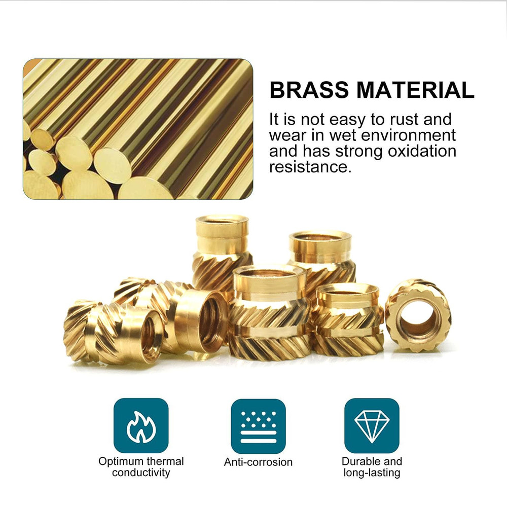 M2.5 Threaded Inserts for Plastic-100Pcs M2.5Xl4Xd4 with Heat Set Insert Tools-B
