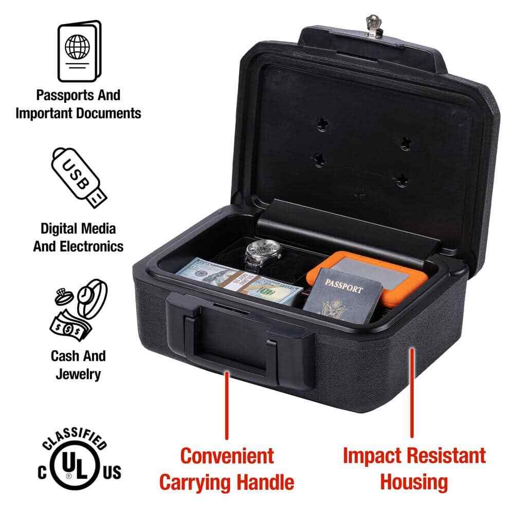 NEW Portable Fireproof Safe Box Transportation For Docu Media Valuables