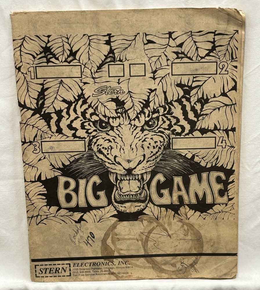 ORIGINAL-STERN-BIG GAME-MANUAL