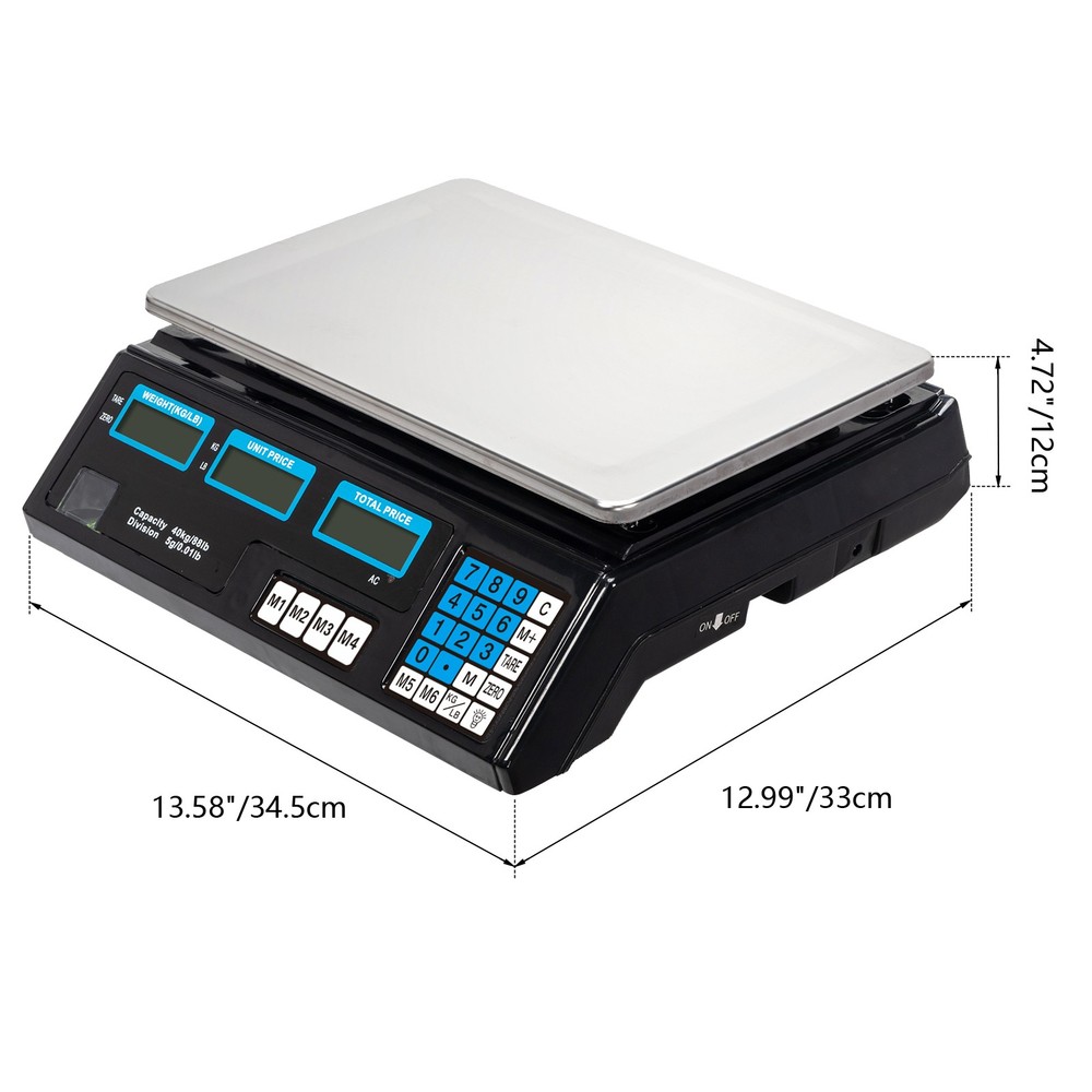ACS-30 40kg/5g Price Computing Scale, Silver/Black, US Plug