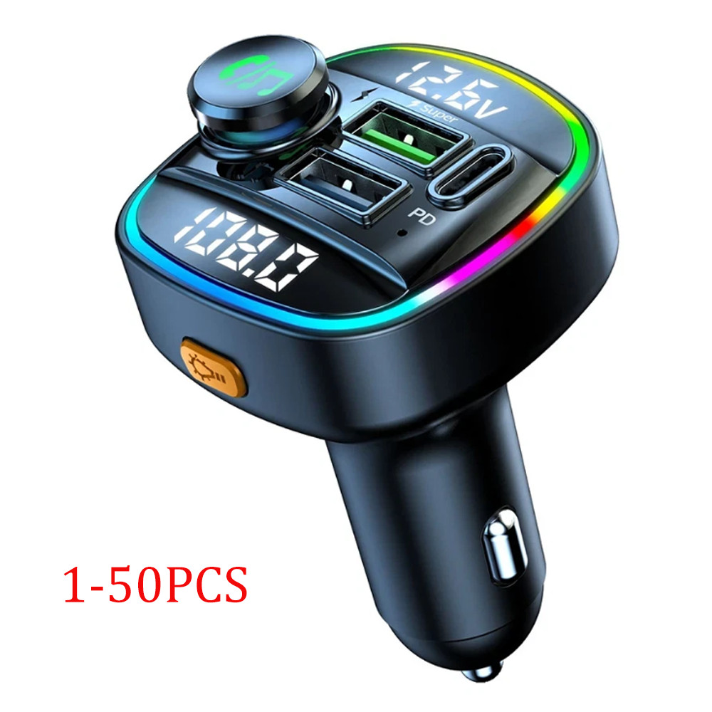 Bluetooth 5.0 Car Wireless FM Transmitter Adapter USB PD Charger AUX Hands - LOT