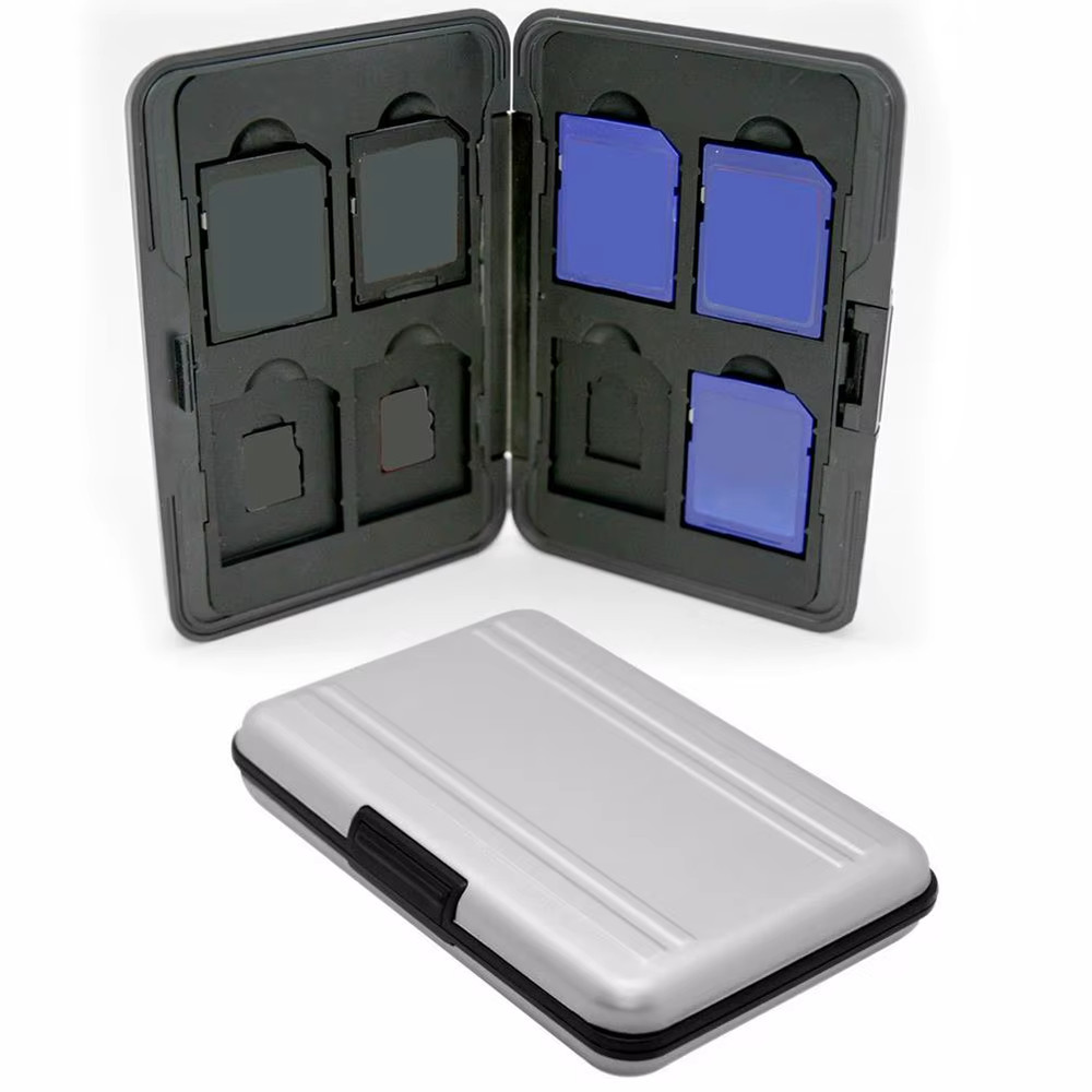 Memory Card Case Silver Micro SD Card Holder SDXC Storage Holder Aluminum Protec