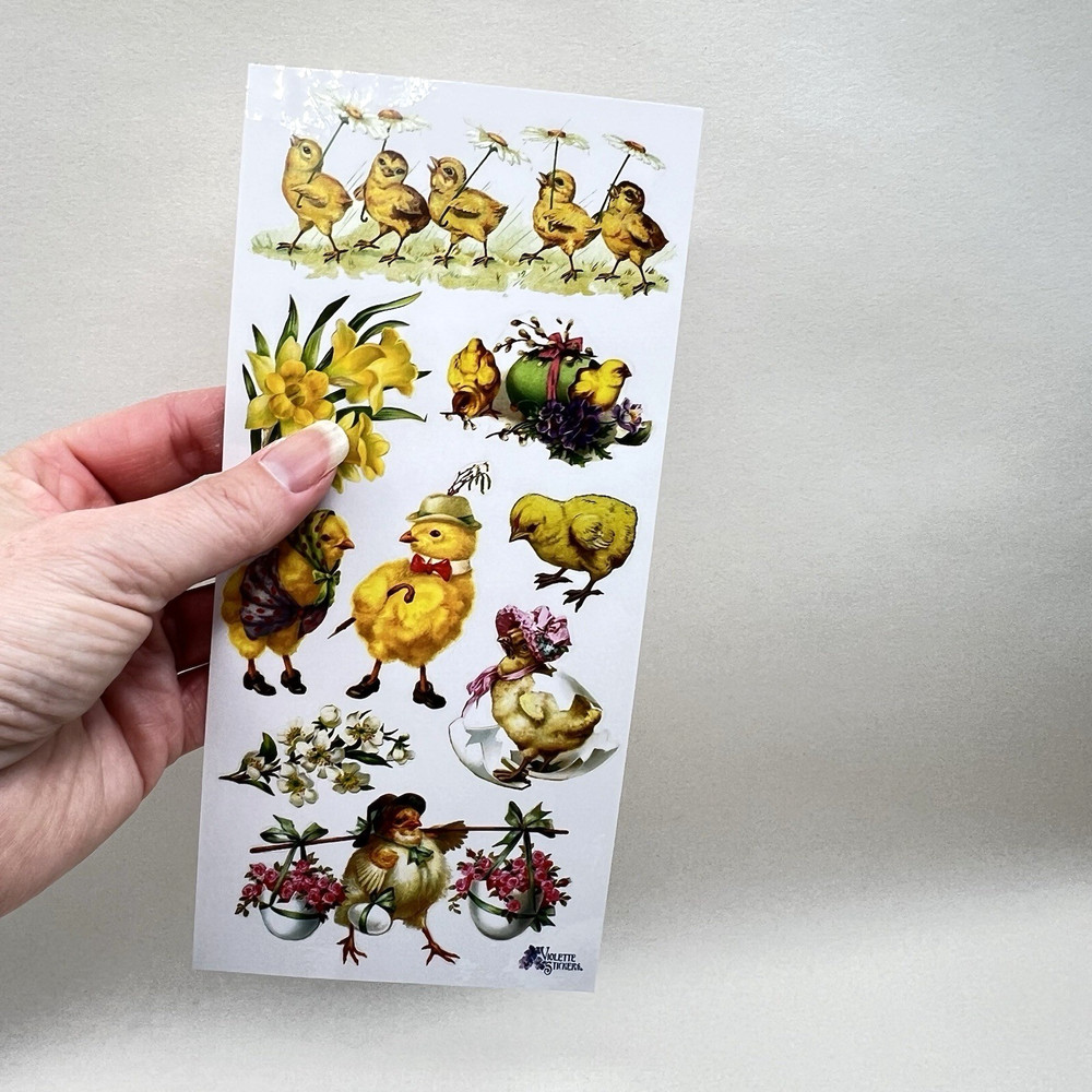 Violette Easter Chick Stickers Chick-A-Dee Junk Journal Collage Scrapbooking