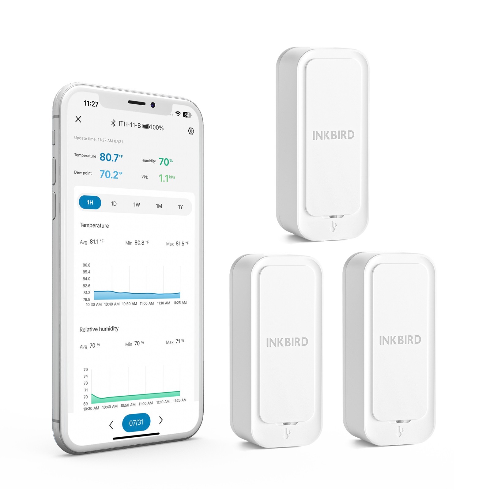 Bluetooth Digital Thermometer Indoor Temperature Humidity Monitor Data Storage