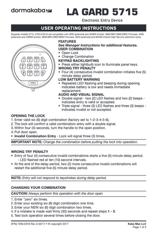 LAGARD BASIC II KEYPAD ONLY-5715SC-REPLACEMENT FOR 4715,3715,3000-SATIN CHROME